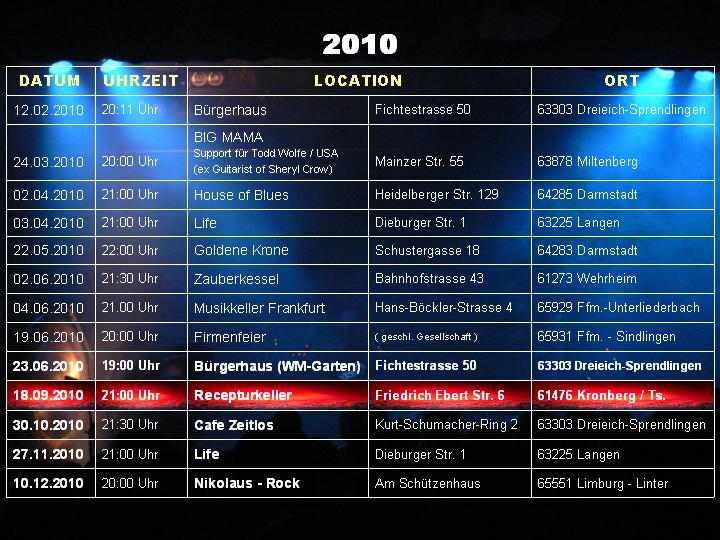 RL Gigs 2010